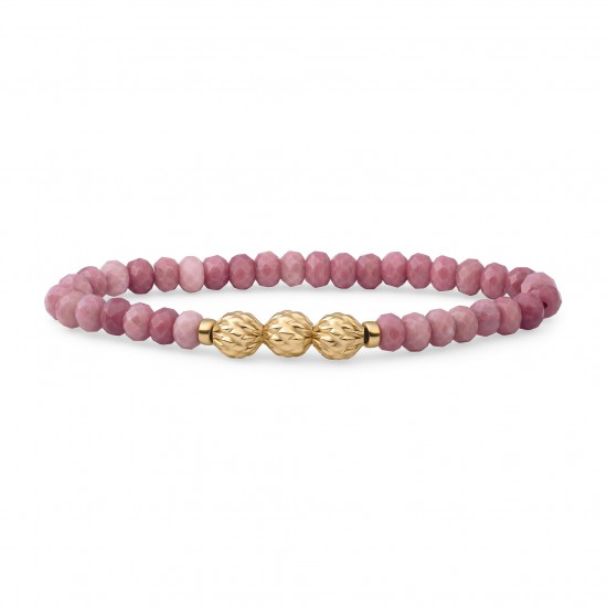 Sparkling jewels armband / pink rhodonite / 6mm - 64077