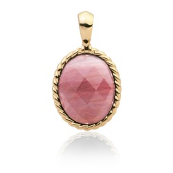 Sparkling jewels silver hanger gold / pink rhodonite - 64088