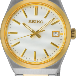 Seiko heren horloge bicolour armb wit 100m wr - 64175