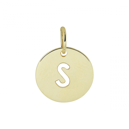 14  karaats geel gouden hanger met letter S 13x10mm - 64221