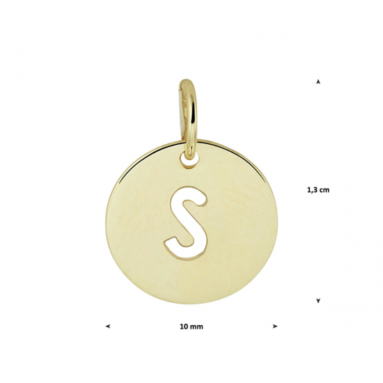 14  karaats geel gouden hanger met letter S 13x10mm - 64221