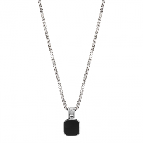 AZ-NL010-A-060 Necklace rolo Onyx rocks 50 + 10cm - 64377