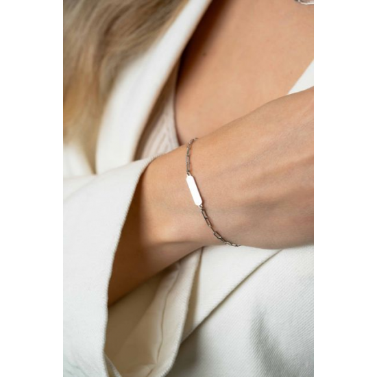 Zinzi plaat graveer armandje met paperclip schakel  ZIA2530 - 64542