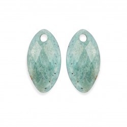 Sparkling jewelry / earstones / leaf / green amazonite - 64663