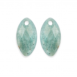 Sparkling jewelry / earstones / leaf / green amazonite - 64663
