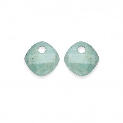 Sparkling jewelry / earstones / Cushion cut / green amazonite - 64664