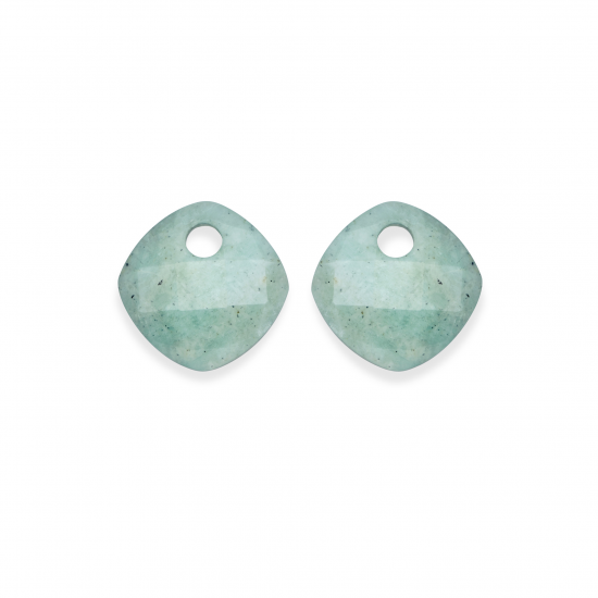 Sparkling jewelry / earstones / Cushion cut / green amazonite - 64664