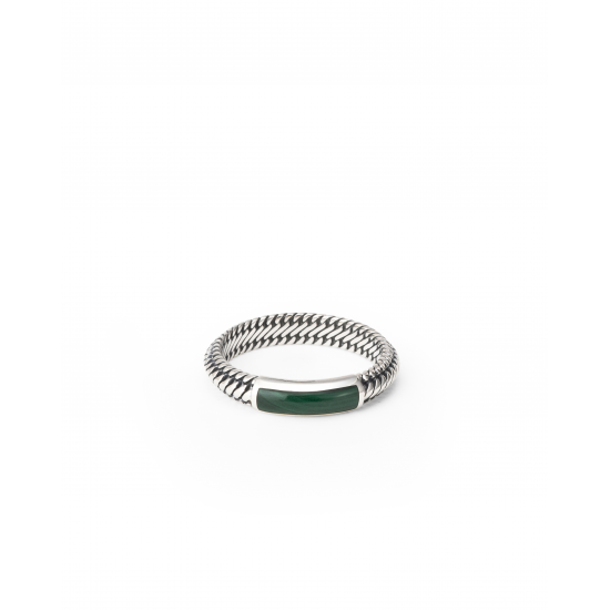 Budha to Buddha zilveren ring mini gemstone Malachite 17.5 - 64782