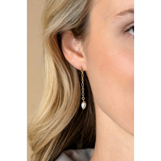 Zinzi oorstekers hangend zoetwater parels - 64918