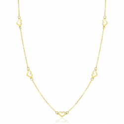 14 karaat gouden sieraad van ZINZI anker collier met 5 x een open hartje  42-45cm - 64934