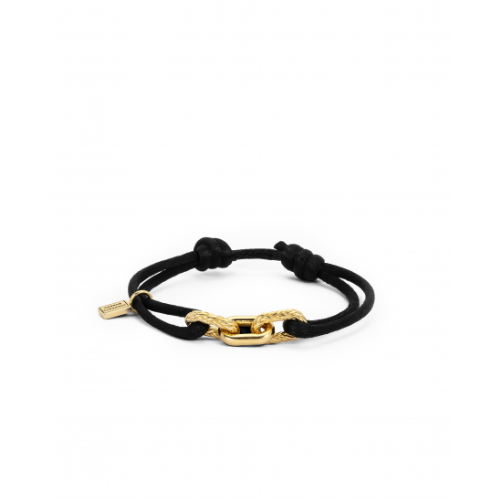 Buddha to buddha cord armba met vergulde schakels (katja cord gold vermeil)  9 maanden garantie op kleur. - 64941
