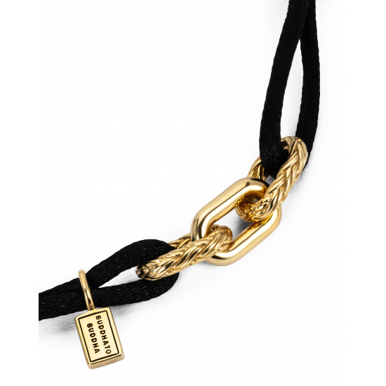 Buddha to buddha cord armba met vergulde schakels (katja cord gold vermeil)  9 maanden garantie op kleur. - 64941