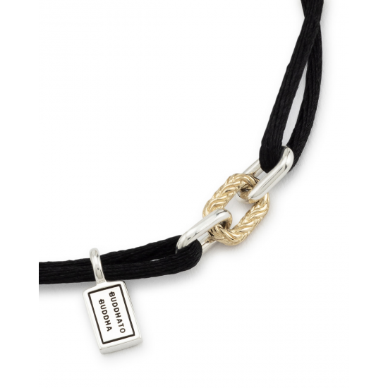 Buddha to Buddha cord armband katja link bicolor zwart 137BL M - 65339