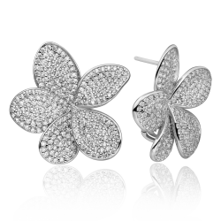 Sparkling jewels Earring Flora Push Back Silver CZ - 65535