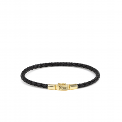 Buddha to Buddha / George mini leer armband gold vermeil zwart leer - 65552