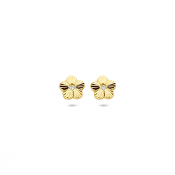 14 karaats gouden oorknoppen met zirk - 65640