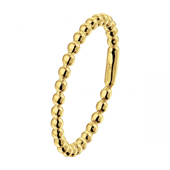 14 karaats geel gouden aanschuif ring bolletjes - 65687