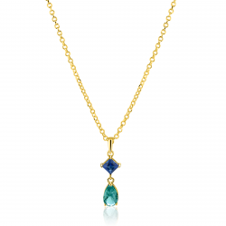 Zinzi collier verguld blauw groen 45 + 3 cm - 65754