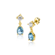 16mm ZINZI gold plated zilveren oorstekers blauwe peer en wit ronde zetting ZIO2744 - 65757