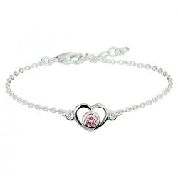 Zilver armbandje kind met roze zirkonia 13/15cm - 65790 Zilver armbandje kind met roze zirkonia 13/15cm - 65790