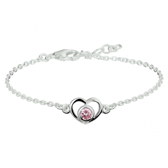 Zilver armbandje kind met roze zirkonia 13/15cm - 65790