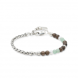 Buddha to Buddha stacking Bracelet spirit bead silver Aventurine smokey quartz 18/19cm - 65824