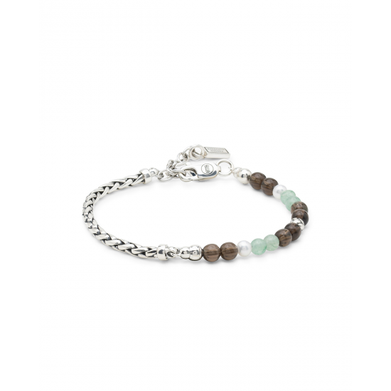 Buddha to Buddha stacking Bracelet spirit bead silver Aventurine smokey quartz 18/19cm - 65824