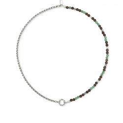 Buddha to Buddha Stackiing Necklace Spirit Bead Silver Aventurine smokey Quartz 177AV 45cm - 65832
