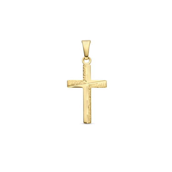 Gouden bedel kruisje hol 2.6 cm x 12mm - 65856