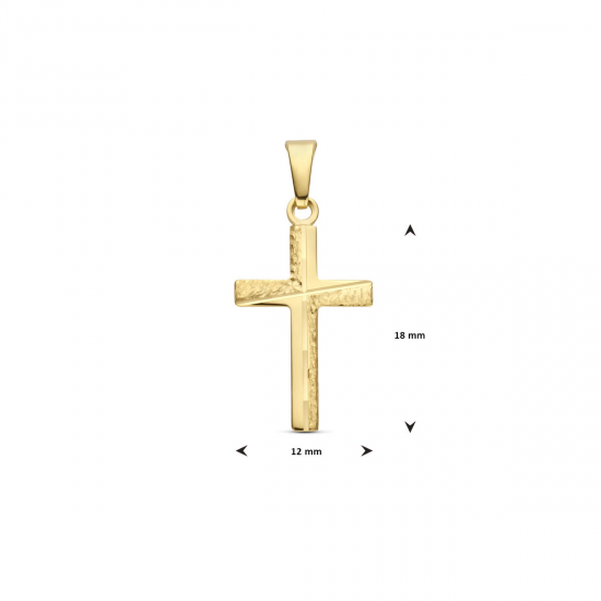 Gouden bedel kruisje hol 2.6 cm x 12mm - 65856