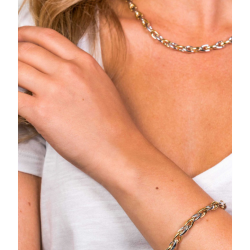 ZINZI zilveren schakelarmband geel verguld 6,4mm breed 20cm ZIA1641BG - 66130