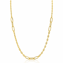ZINZI gold plated zilveren marine schakel ketting, gecombineerd met grotere ovale schakels 42-45cm ZIC2413G - 66188