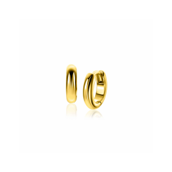 12,5mm ZINZI gold plated zilveren gladde oorringen met ronde buis 3mm met luxe klapsluiting ZIO2600G - 66389