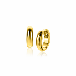 12,5mm ZINZI gold plated zilveren gladde oorringen met ronde buis 3mm met luxe klapsluiting ZIO2600G - 66389