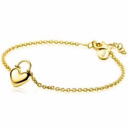 ZINZI gold plated zilveren schakelarmband met hartvormige slot hanger 17-20cm ZIA2673G - 66272