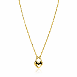 ZINZI gold plated zilvereren schakelketting met hartvormige slot hanger 18mm breed 42-45 cm ZIC2673G - 66274