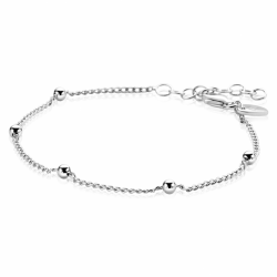ZINZI zilveren gourmet schakelarmband met vijf glanzende bolletjes (3mm breed) ZIA2714 - 66164