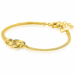 ZINZI gold plated zilveren armband met dubbele gourmet schakel en drie verbonden ringen ZIA2797 - 66233