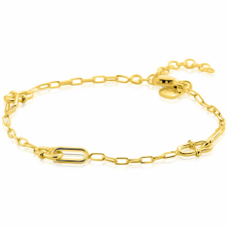 ZINZI gold plated zilveren schakelarmband met paperclip schakels en dubbele geknoopte schakels ZIA2798 - 66230