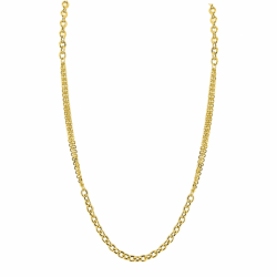 ZINZI goldplated zilveren collier 45cm met dubbele stijl: grove schakel en fijne kettingen ZIC2781G - 66189