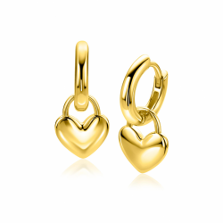 9mm ZINZI goldplated zilveren oorbedels glanzend hart ZICH2673G (zonder oorringen) - 66273