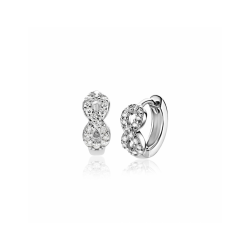 12,5mm ZINZI zilveren oorringen met Infinity-symbool bezet met zirkoniaƒ?Ts en luxe klapsluiting ZIO2790 - 66002