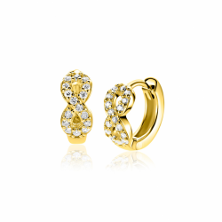 12,5mm ZINZI goldplated zilveren oorringen met Infinity-symbool bezet met zirkoniaâ?Ts en luxe klapsluiting ZIO2790Y - 66003