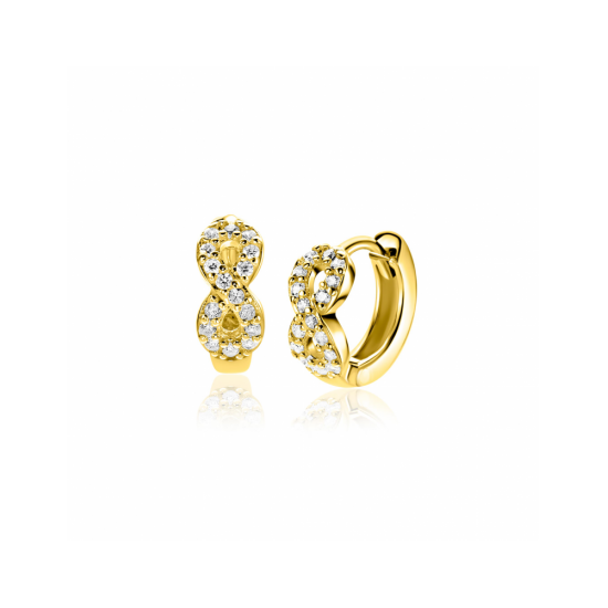 12,5mm ZINZI goldplated zilveren oorringen met Infinity-symbool bezet met zirkoniaâ?Ts en luxe klapsluiting ZIO2790Y - 66003