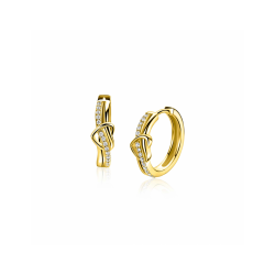15mm ZINZI gold plated zilveren oorringen met een opengewerkt sierlijk hart waarbij een rij witte zirkoniaâ?Ts vloeiend door het hart loopt, luxe klapsluiting ZIO2874Y - 66236