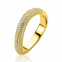 ZINZI gold plated zilveren ring volledig bezet met pavé gezette witte zirkoniaâ?Ts in een vloeiende lijn ZIR2883Y - 66234