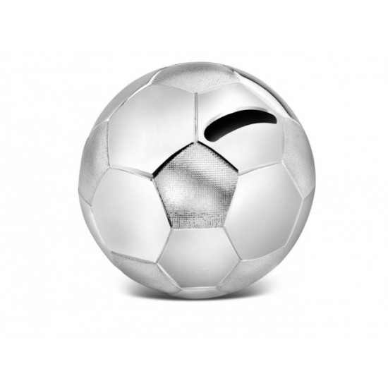 Spaarpot voetbal 8,5 X 8,5cm. zilver kleur - 53266